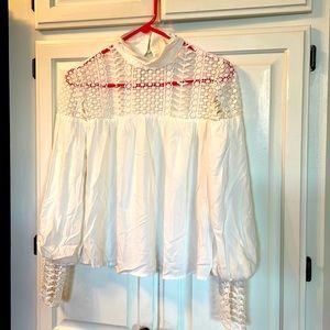 White Blouse with crochet style “lace” never worn